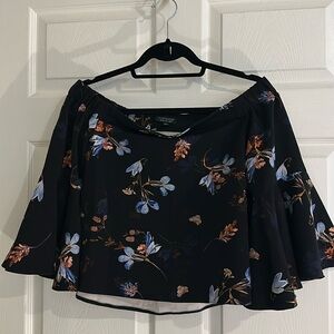 Topshop crop floral bell flare sleeves top 6